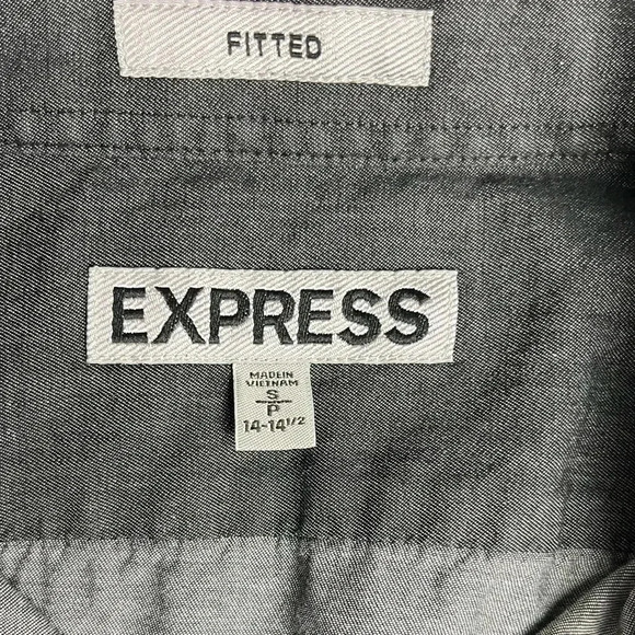 Express Gray Fitted Long Sleeve Button Down Shirt Mens - Picture 5 of 8